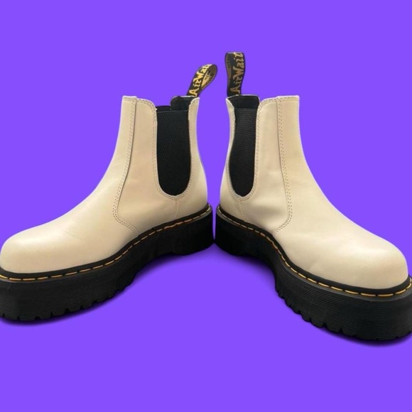 Dr. Martens Shoes - Dr. Martens White 2976 Quad Chelsea Boots